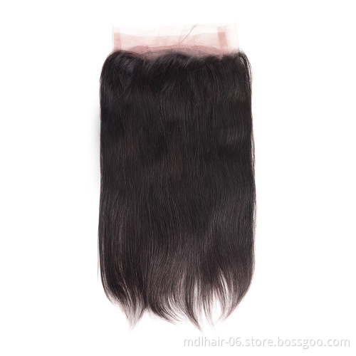 360 Lace Frontal Closure Straight Human Hair, Brazilian Virgin Human Hair Extensions Cuticle Aligned Lace Frontal 360